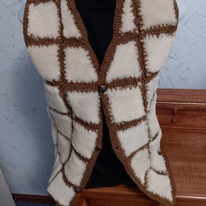 One of a kind natural sherling vest